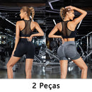 2 peças, Short esportivo feminino，Academia short，Calças Femininas de Ioga Com Controle de Barriga E bumbum