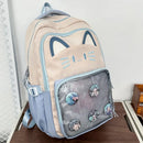 Kawaii mochila feminina doce rosa japonês dos desenhos animados gato ita saco moda grande capacidade casual versátil mochilas para senhoras
