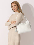 Zency 2026 Nova Moda Bolsa Feminina de Couro Genuíno Macio com Borla Elegante Bolsa Hobo de Ombro para Mulheres Bolsa Transversal Carteira Tiracolo