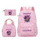 Conjunto de mochila com estampa KPop Demon Hunter com lancheira e bolsa de lápis, mochila externa leve e respirável de grande capacidade