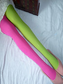 Duas tons moldando lindas meias de perna, meias de perna de emagrecimento, listras verticais largas de emagrecimento, meia-calça sexy de retalhos