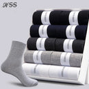 Hss 2023 meias de algodão masculino novos estilos 10 pares/lote preto homens de negócios meias respirável primavera verão para masculino tamanho dos eua (6.5-12)