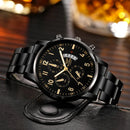 1pc relógio de luxo masculino moda calendário de negócios relógio de cinto de aço masculino natal presente do dia dos namorados