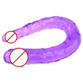 1pc rosa u forma geléia macia vibradores duplos vagina artificial brinquedos sexuais loja para casal feminino gay masturbadores lésbicos anal plug