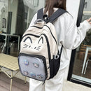 Kawaii mochila feminina doce rosa japonês dos desenhos animados gato ita saco moda grande capacidade casual versátil mochilas para senhoras