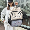 Kawaii mochila feminina doce rosa japonês dos desenhos animados gato ita saco moda grande capacidade casual versátil mochilas para senhoras