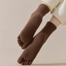 Unisex velo grosso cinco dedo meias, meias quentes toe, tubo médio, inverno, homens, mulheres, 3 pares