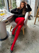Trendix novas meias vermelhas mulheres bodycon super elástico ver através de renda meia-calça outono sexy magro elegante borgonha collants inverno
