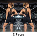 2 peças, Short esportivo feminino，Academia short，Calças Femininas de Ioga Com Controle de Barriga E bumbum
