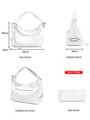 Bolsa de Ombro Grande Zency 100% Couro Genuíno para Mulheres, Bolsa Tote, Bolsa de Mão, Bolsa Hobo de Couro Preto, Bolsas com Zíper para Usar Debaixo do Braço
