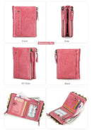 Contact's moda couro genuíno carteira feminina bifold titular do cartão moeda bolsa pequena bolsa feminina clipe de dinheiro masculino bolso carteiras