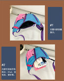 Bolsa de ombro multifuncional ajustável, à prova d'água, cor contrastante, feminina, moda coreana, leve, bolsa crossbody