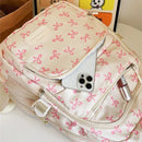 3 pçs conjunto bonito grande capacidade mochila coreano moda arco impressão saco sacos de náilon estudante mochila alça ajustável mochila viagem
