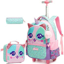 Mochila rolante para meninas crianças mochila com rodas mochila para estudantes do ensino fundamental carry on bagagem bookbag com rolo