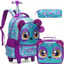 Mochila rolante para meninas crianças mochila com rodas mochila para estudantes do ensino fundamental carry on bagagem bookbag com rolo