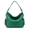Zency 2026 Nova Moda Bolsa Feminina de Couro Genuíno Macio com Borla Elegante Bolsa Hobo de Ombro para Mulheres Bolsa Transversal Carteira Tiracolo