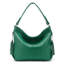 Zency 2026 Nova Moda Bolsa Feminina de Couro Genuíno Macio com Borla Elegante Bolsa Hobo de Ombro para Mulheres Bolsa Transversal Carteira Tiracolo