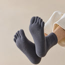 Unisex velo grosso cinco dedo meias, meias quentes toe, tubo médio, inverno, homens, mulheres, 3 pares