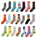 1 par novos homens mulheres meias de algodão casuais meias coloridas tripulação rua skate meias feliz engraçado harajuku sox meias