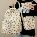 3 pçs conjunto bonito grande capacidade mochila coreano moda arco impressão saco sacos de náilon estudante mochila alça ajustável mochila viagem