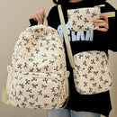3 pçs conjunto bonito grande capacidade mochila coreano moda arco impressão saco sacos de náilon estudante mochila alça ajustável mochila viagem