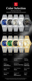 POEDAGAR-Relógio Quartzo em Aço Inoxidável Masculino, Relógio Militar de Luxo, Quadrado, Impermeável, Luminoso, Data Semana, Caixa Incluída