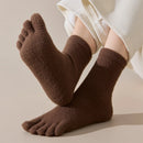 Unisex velo grosso cinco dedo meias, meias quentes toe, tubo médio, inverno, homens, mulheres, 3 pares