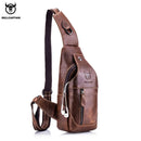 BULLCAPTAIN Sacos De Mensageiro De Couro Saco Casual Dos Homens Para Homens Saco De Peito Marca Designer Multi-Função Fone De Ouvido Jack Pacote De Peito