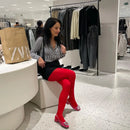 Talenza meias femininas finas meia-calça super elástica tamanho grande leggings vermelho feminino sexy collants primavera outono inverno