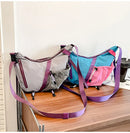 Bolsa de ombro multifuncional ajustável, à prova d'água, cor contrastante, feminina, moda coreana, leve, bolsa crossbody