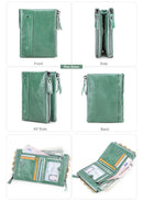 Contact's moda couro genuíno carteira feminina bifold titular do cartão moeda bolsa pequena bolsa feminina clipe de dinheiro masculino bolso carteiras