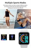 Relógio inteligente controle de música calorias distância rastreador de fitness mensagem lembrar masculino smartwatch feminino relógios pulseira relógio alarme y68