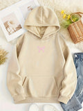 Moletom Feminino com Capuz e Bolso Canguru, Estampa de Laço, Moda Tendência Harajuku Kawaii, Roupa Feminina Y2K ﻿