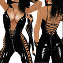 Body erótico sexy de látex com virilha aberta, body para mulheres, sexo, crotchless, costas nuas, exposição de peito, lingerie de couro sexi