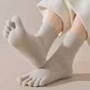 Unisex velo grosso cinco dedo meias, meias quentes toe, tubo médio, inverno, homens, mulheres, 3 pares