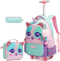 Mochila rolante para meninas crianças mochila com rodas mochila para estudantes do ensino fundamental carry on bagagem bookbag com rolo
