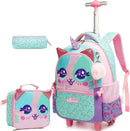 Mochila rolante para meninas crianças mochila com rodas mochila para estudantes do ensino fundamental carry on bagagem bookbag com rolo