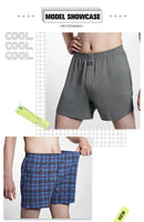 Cueca boxer masculina de algodão puro, roupa íntima, cintura alta, cuecas grandes, casual, xadrez, plus size, calças aro, pijama em casa, M-3XL