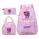 Conjunto de mochila com estampa KPop Demon Hunter com lancheira e bolsa de lápis, mochila externa leve e respirável de grande capacidade