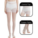 Kave 2 pares plus size branco 20d toeless meia-calça feminina controle puro superior aberto dedo do pé meia-calça de verão para mulher