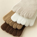 Unisex velo grosso cinco dedo meias, meias quentes toe, tubo médio, inverno, homens, mulheres, 3 pares