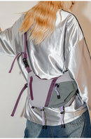 Bolsa de ombro multifuncional ajustável, à prova d'água, cor contrastante, feminina, moda coreana, leve, bolsa crossbody