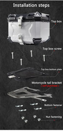 Universal Motocicleta Traseira Trunk Top Casos, Caixa De Alumínio, Bagagem, Mala, Moto Cauda Caixa, 65L, 55L, 45L, 36L