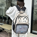 Kawaii mochila feminina doce rosa japonês dos desenhos animados gato ita saco moda grande capacidade casual versátil mochilas para senhoras