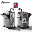 Mala de Alumínio Leve AIWEINY, Com Estrutura de PC, 360 °   Rodas Silenciosas, Cadeado TSA, Bagagem de Mão e de Transporte de 20/24/27 Polegadas