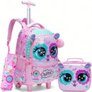 Mochila rolante para meninas crianças mochila com rodas mochila para estudantes do ensino fundamental carry on bagagem bookbag com rolo