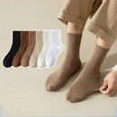 Meias masculinas retro cor sólida café branco cáqui bege respirável meias de algodão casual esporte na moda moda tubo médio meia longa