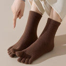 Unisex velo grosso cinco dedo meias, meias quentes toe, tubo médio, inverno, homens, mulheres, 3 pares