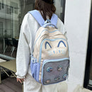 Kawaii mochila feminina doce rosa japonês dos desenhos animados gato ita saco moda grande capacidade casual versátil mochilas para senhoras