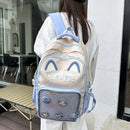 Kawaii mochila feminina doce rosa japonês dos desenhos animados gato ita saco moda grande capacidade casual versátil mochilas para senhoras